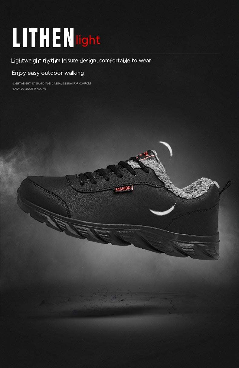 Men’s Warm Fur Lined Leather Sneakers