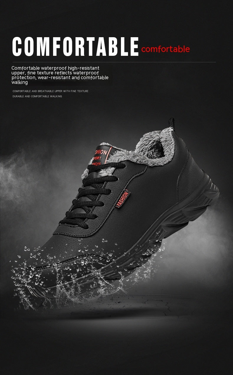 Men’s Warm Fur Lined Leather Sneakers