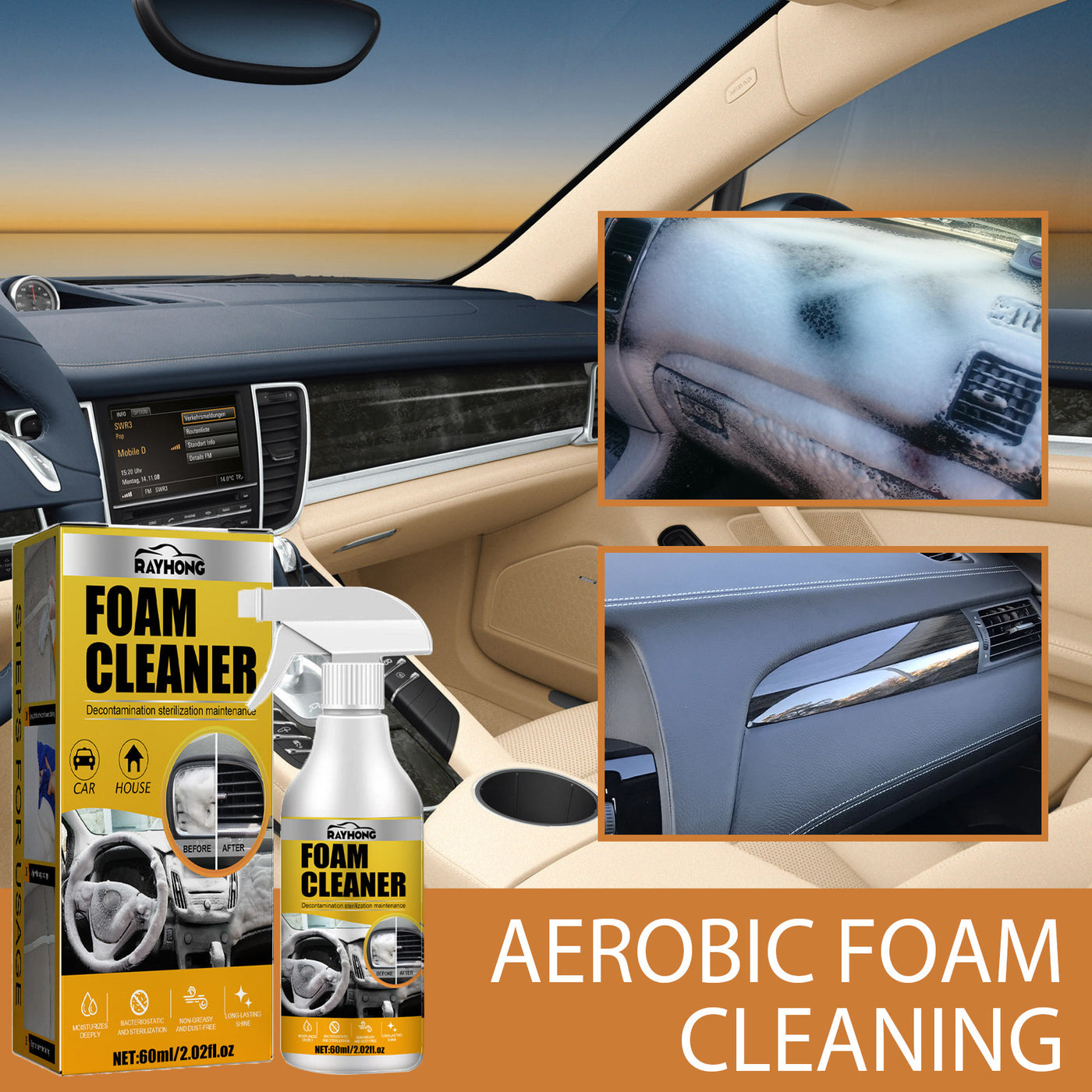 Copy of Car interior foam cleaner Water free decontamination Seat ceiling dashboard foam cleaner