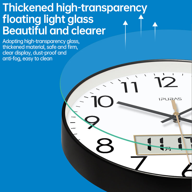Copy of 2025 New 10/12/14 - inch Electronic Calendar Wall Clock. Monitors temp & humidity. Dual - display. Mute. Quartz movement.