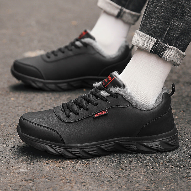 Men’s Warm Fur Lined Leather Sneakers