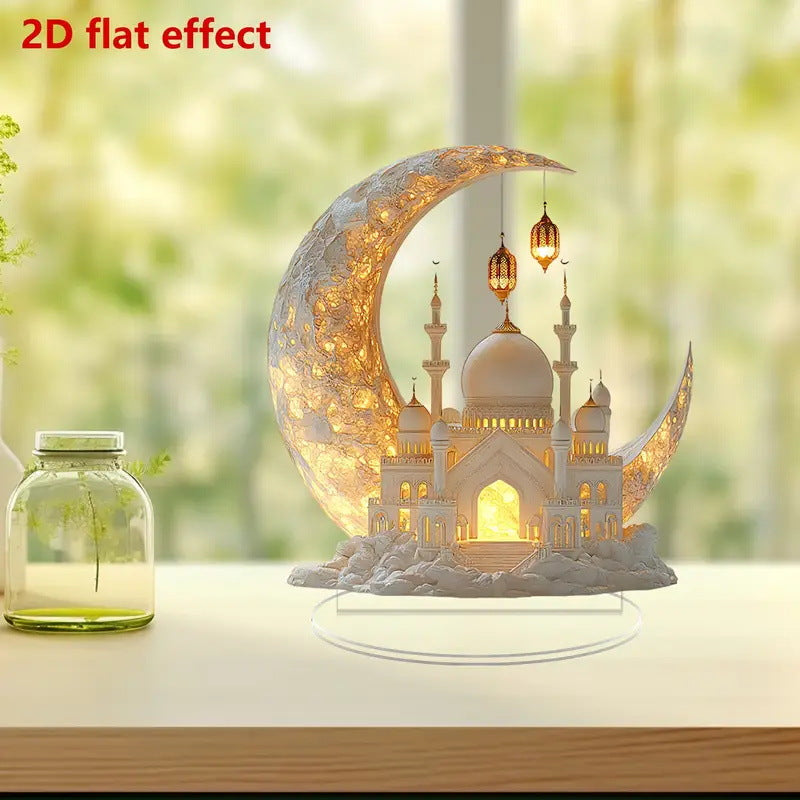 Copy of 2025 Ramadan 2D Acrylic Moon - Castle Ornament. Eid Al - fitr Decoration, Muslim Home & Party Gift.