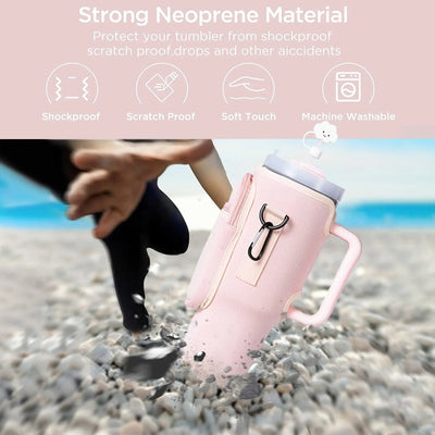 Copy of Water Bottle Carrier Bag with Phone Pocket for Stanley 40oz Tumbler with Handle Neoprene Water Bottle Holder Pouch