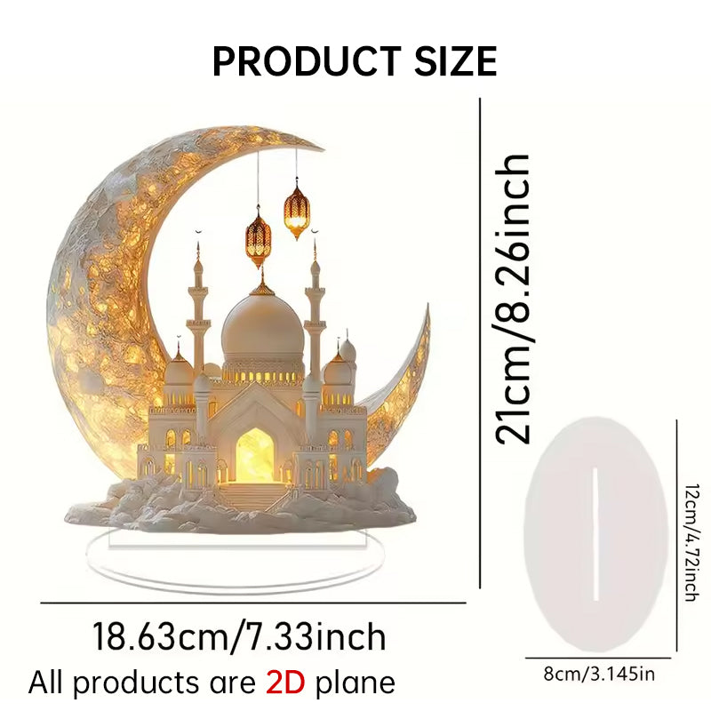 Copy of 2025 Ramadan 2D Acrylic Moon - Castle Ornament. Eid Al - fitr Decoration, Muslim Home & Party Gift.