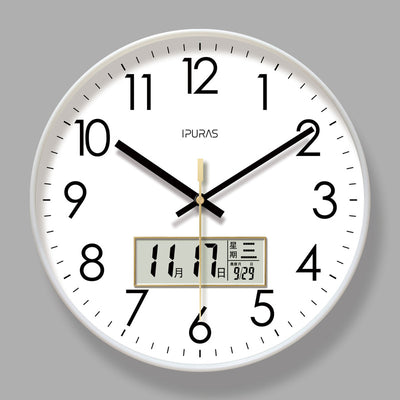 Copy of 2025 New 10/12/14 - inch Electronic Calendar Wall Clock. Monitors temp & humidity. Dual - display. Mute. Quartz movement.