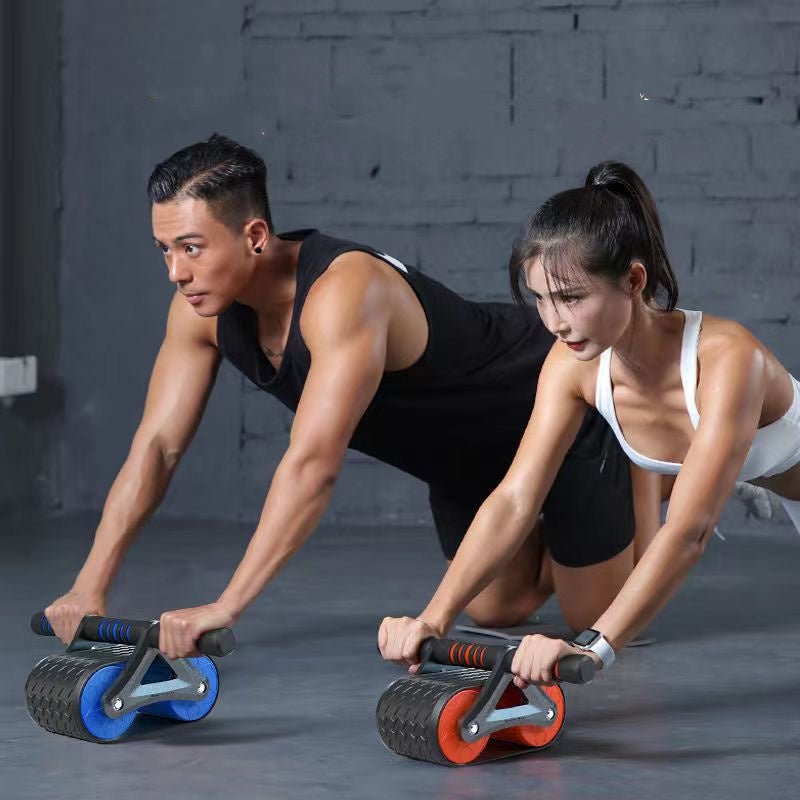 Double Wheel Abdominal Exerciser Women Men Automatic Rebound Ab Wheel Roller Waist Trainer Gym Sports Home Exercise Devices - Finesse for All:infoshopstore.fitnessforall.com.uk