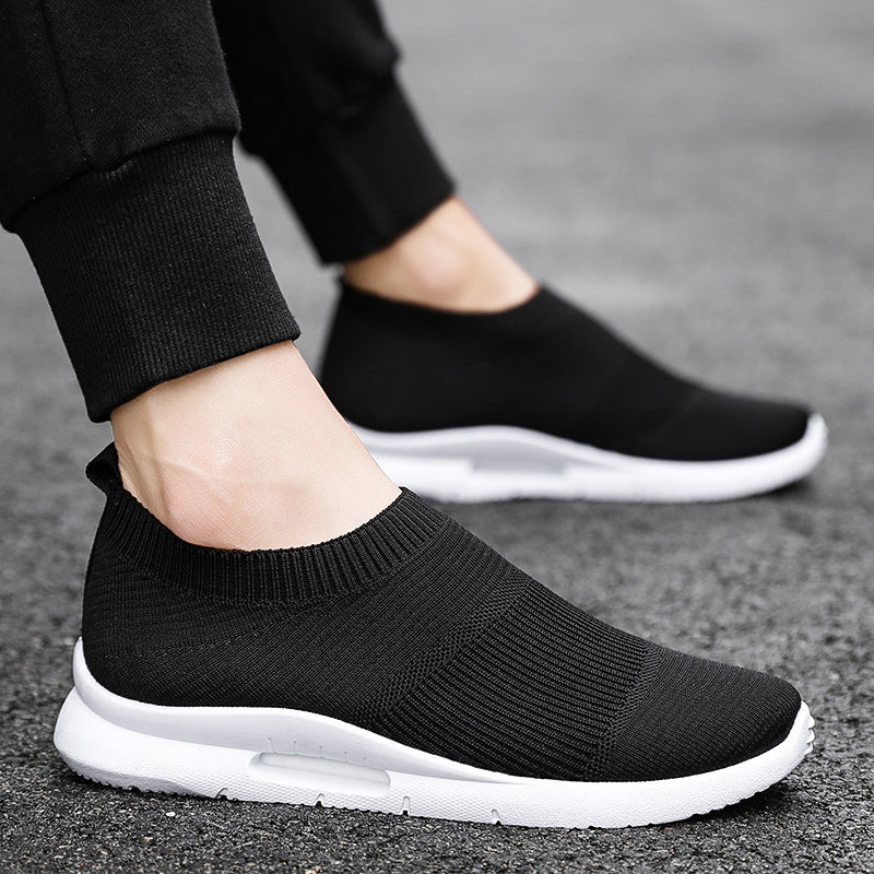 Flying Knit Sneakers Men's Mesh White Shoes Black Casual Sneakers under$30