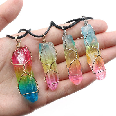 Hot Selling Stone Crystal Pillar Tree Of Life Pendant Ins Fashion Necklace - Finesse for All:infoshopstore.fitnessforall.com.uk