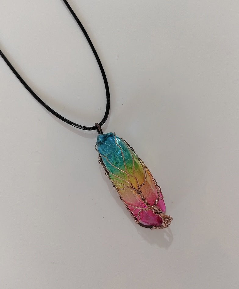 Hot Selling Stone Crystal Pillar Tree Of Life Pendant Ins Fashion Necklace - Finesse for All:infoshopstore.fitnessforall.com.uk
