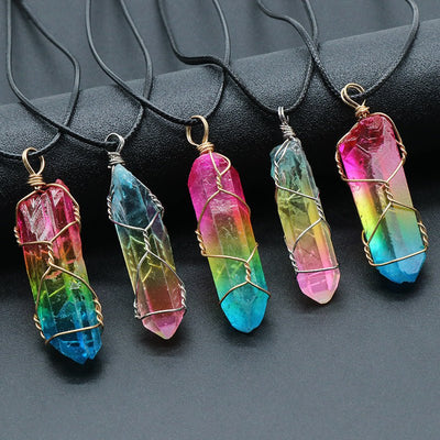 Hot Selling Stone Crystal Pillar Tree Of Life Pendant Ins Fashion Necklace - Finesse for All:infoshopstore.fitnessforall.com.uk