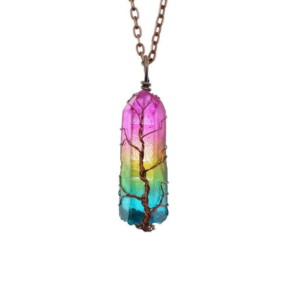 Hot Selling Stone Crystal Pillar Tree Of Life Pendant Ins Fashion Necklace - Finesse for All:infoshopstore.fitnessforall.com.uk