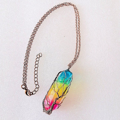 Hot Selling Stone Crystal Pillar Tree Of Life Pendant Ins Fashion Necklace - Finesse for All:infoshopstore.fitnessforall.com.uk