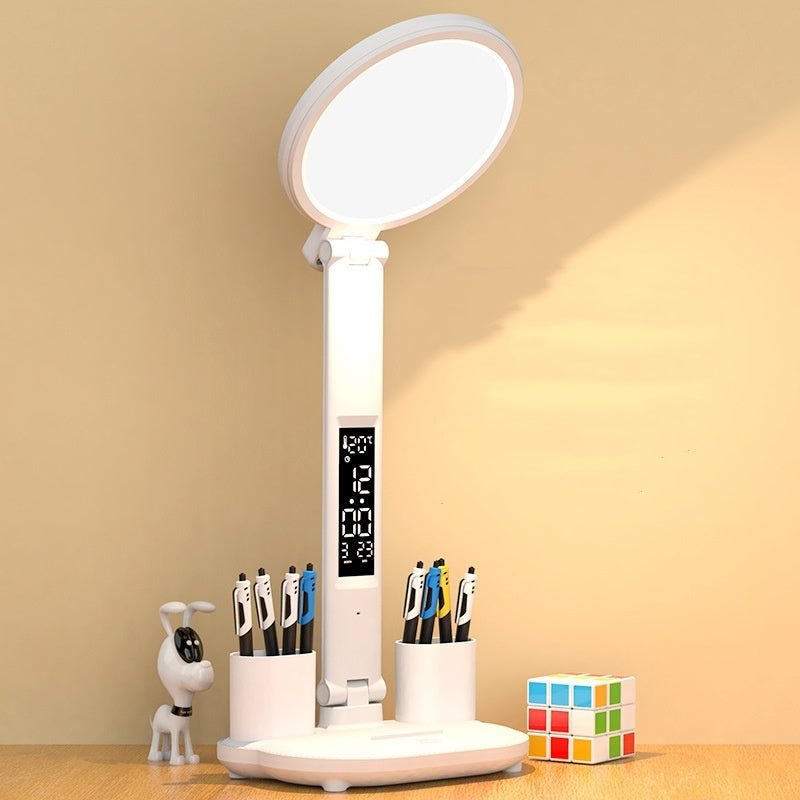 LED Clock Table Lamp USB Chargeable Dimmable Desk Lamp Plug - in LED Fan Light Foldable Eye Protection Reading Night Light - Finesse for All:infoshopstore.fitnessforall.co.uk
