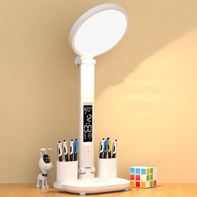 LED Clock Table Lamp USB Chargeable Dimmable Desk Lamp Plug - in LED Fan Light Foldable Eye Protection Reading Night Light - Finesse for All:infoshopstore.fitnessforall.co.uk