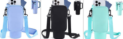 Slok Water Bottle Carrier Bag, Compatible With 40oz Tumbler With Handle, Modern Water Bottle Holder With Simple Adjustable Strap For Outdoor Walking Hiking Travelling Sports - Blue Purple - Finesse for All:infoshopstore.fitnessforall.co.uk