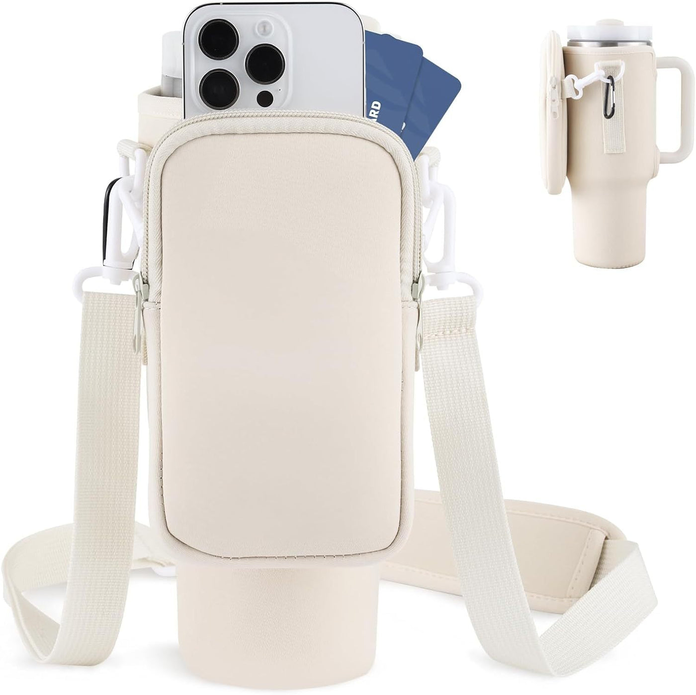 Slok Water Bottle Carrier Bag, Compatible With 40oz Tumbler With Handle, Modern Water Bottle Holder With Simple Adjustable Strap For Outdoor Walking Hiking Travelling Sports - Blue Purple - Finesse for All:infoshopstore.fitnessforall.co.uk