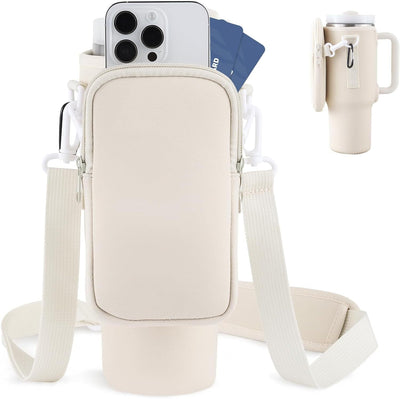 Slok Water Bottle Carrier Bag, Compatible With 40oz Tumbler With Handle, Modern Water Bottle Holder With Simple Adjustable Strap For Outdoor Walking Hiking Travelling Sports - Blue Purple - Finesse for All:infoshopstore.fitnessforall.co.uk