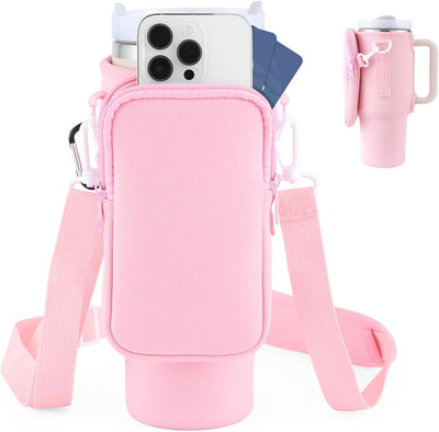 Slok Water Bottle Carrier Bag, Compatible With 40oz Tumbler With Handle, Modern Water Bottle Holder With Simple Adjustable Strap For Outdoor Walking Hiking Travelling Sports - Blue Purple - Finesse for All:infoshopstore.fitnessforall.co.uk
