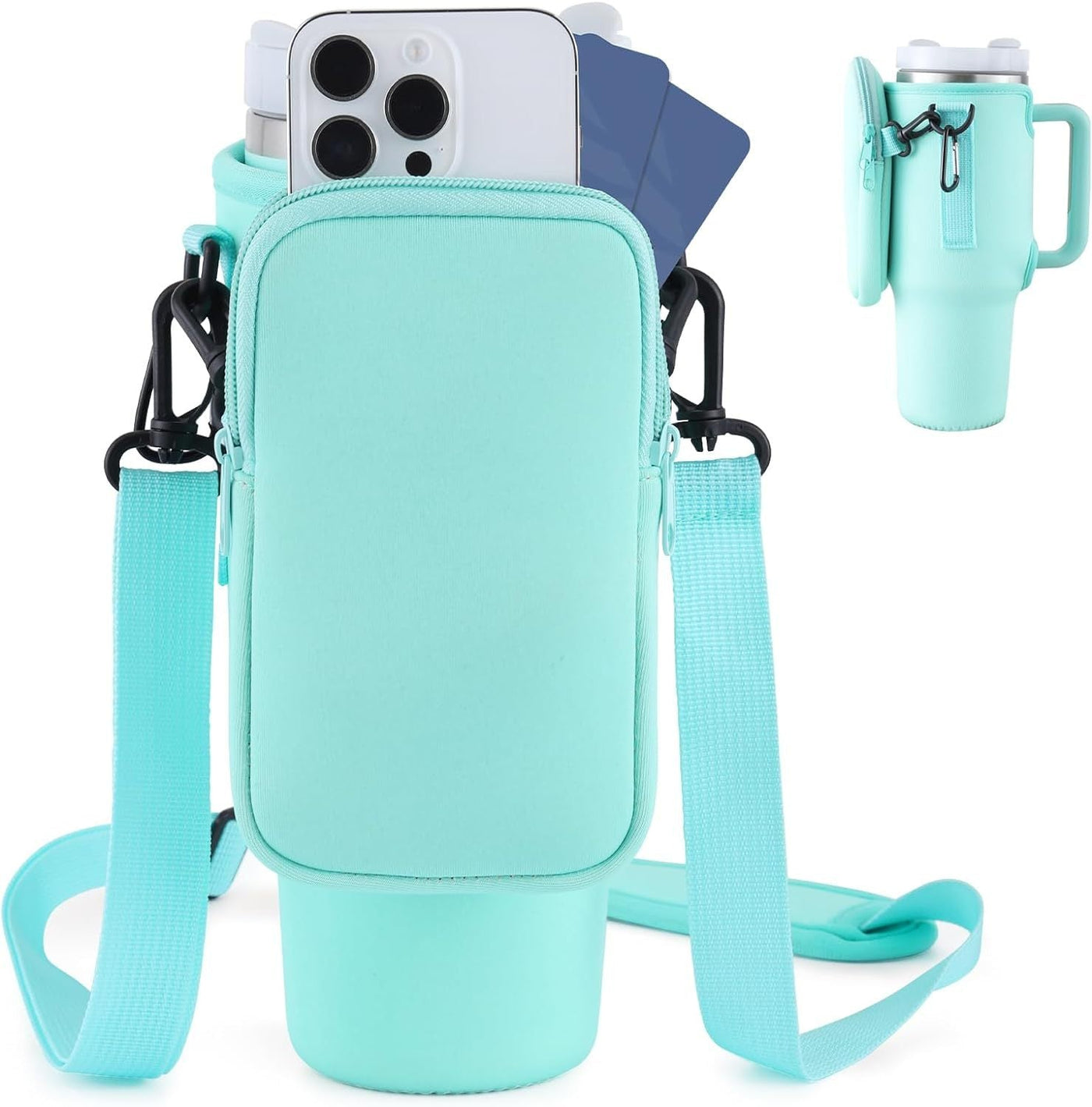 Slok Water Bottle Carrier Bag, Compatible With 40oz Tumbler With Handle, Modern Water Bottle Holder With Simple Adjustable Strap For Outdoor Walking Hiking Travelling Sports - Blue Purple - Finesse for All:infoshopstore.fitnessforall.co.uk