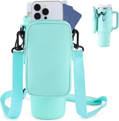 Slok Water Bottle Carrier Bag, Compatible With 40oz Tumbler With Handle, Modern Water Bottle Holder With Simple Adjustable Strap For Outdoor Walking Hiking Travelling Sports - Blue Purple - Finesse for All:infoshopstore.fitnessforall.co.uk