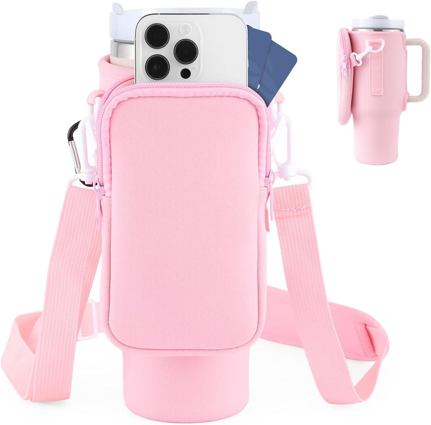 Slok Water Bottle Carrier Bag, Compatible With 40oz Tumbler With Handle, Modern Water Bottle Holder With Simple Adjustable Strap For Outdoor Walking Hiking Travelling Sports - Blue Purple - Finesse for All:infoshopstore.fitnessforall.co.uk