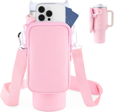 Slok Water Bottle Carrier Bag, Compatible With 40oz Tumbler With Handle, Modern Water Bottle Holder With Simple Adjustable Strap For Outdoor Walking Hiking Travelling Sports - Blue Purple - Finesse for All:infoshopstore.fitnessforall.co.uk